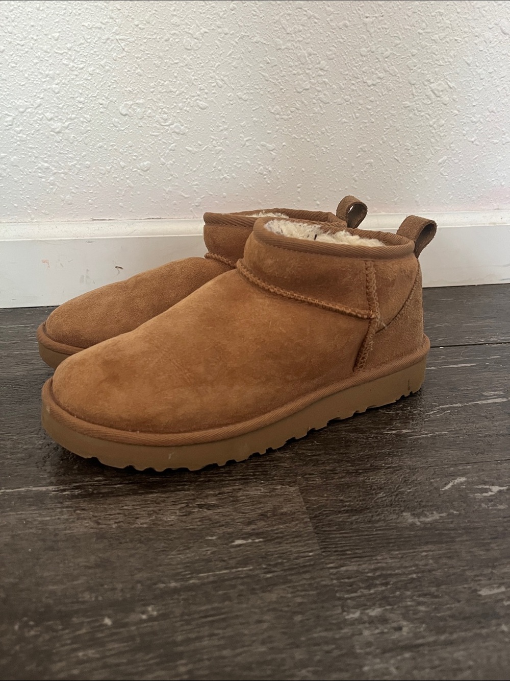 UGG Chestnut Suede Plush-Lined Slip-On Slippers